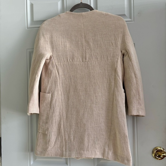 Zara Crinkle Linen Oatmeal Jacket Size XS - Picture 4 of 10